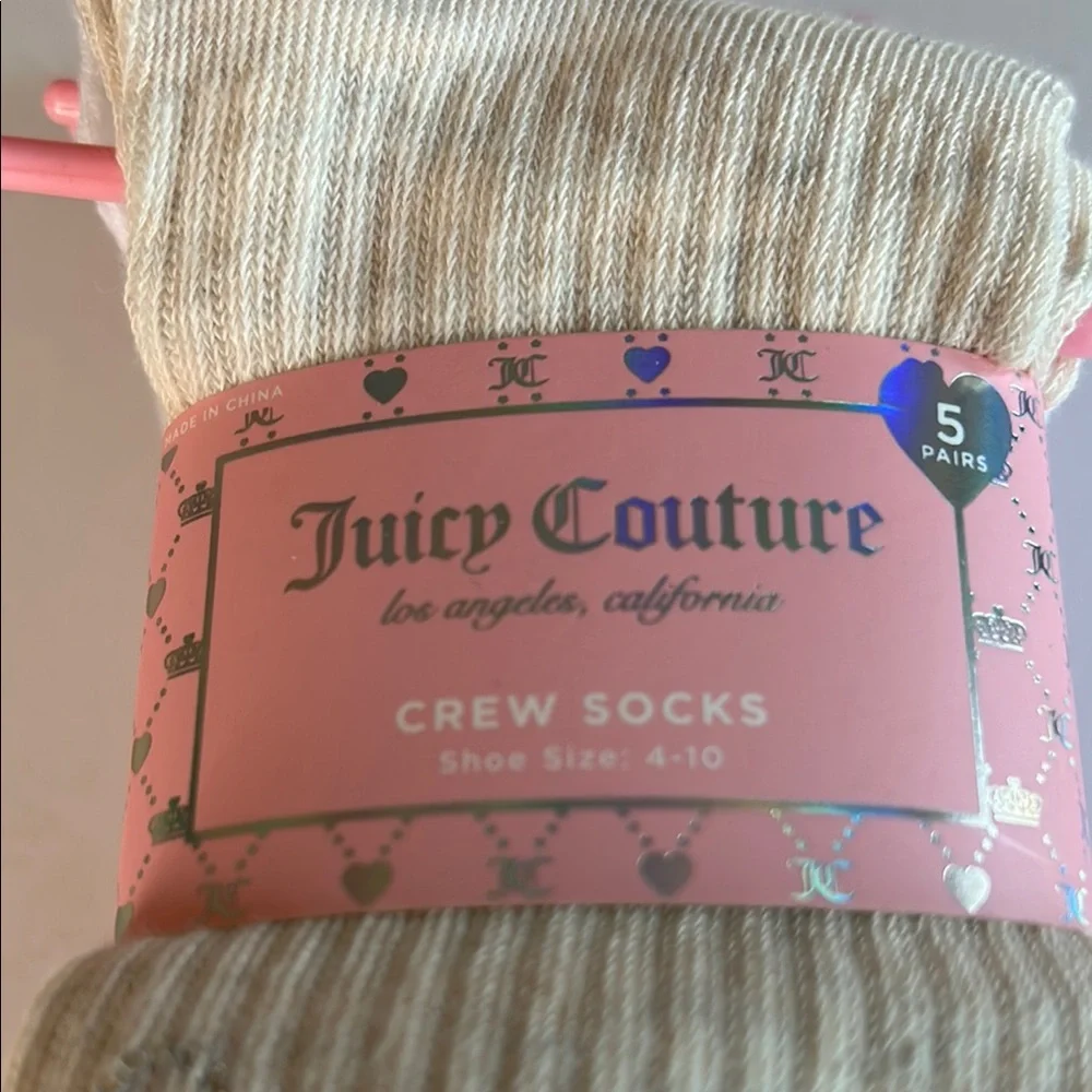 Juicy Couture Bling Crew Socks set with Sparkling Crystals